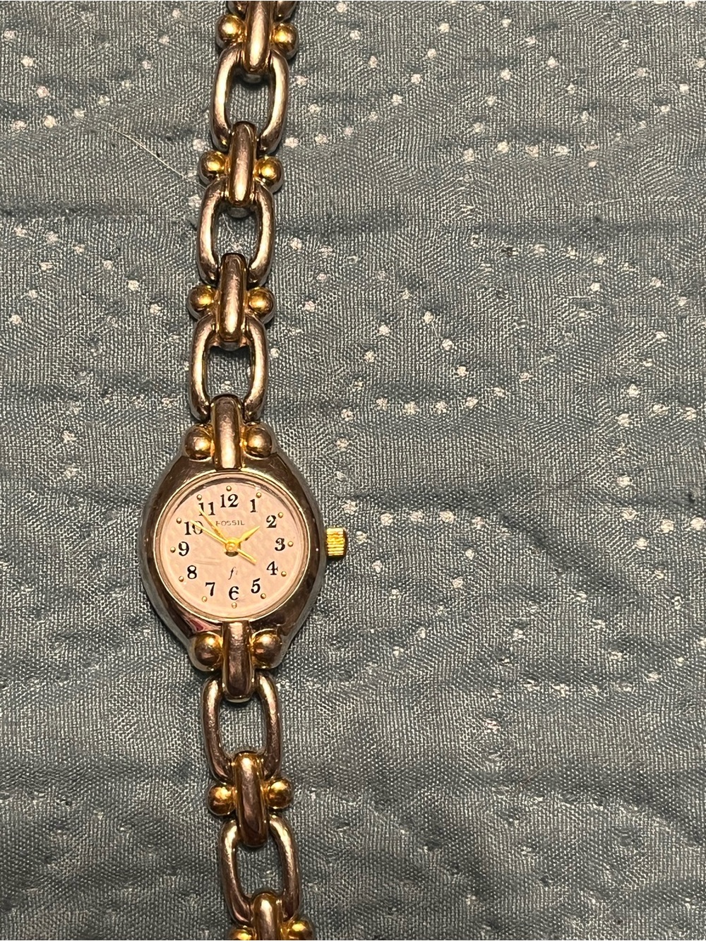 Fossil Gold-Tone Link Bracelet Watch with Pink Dial
